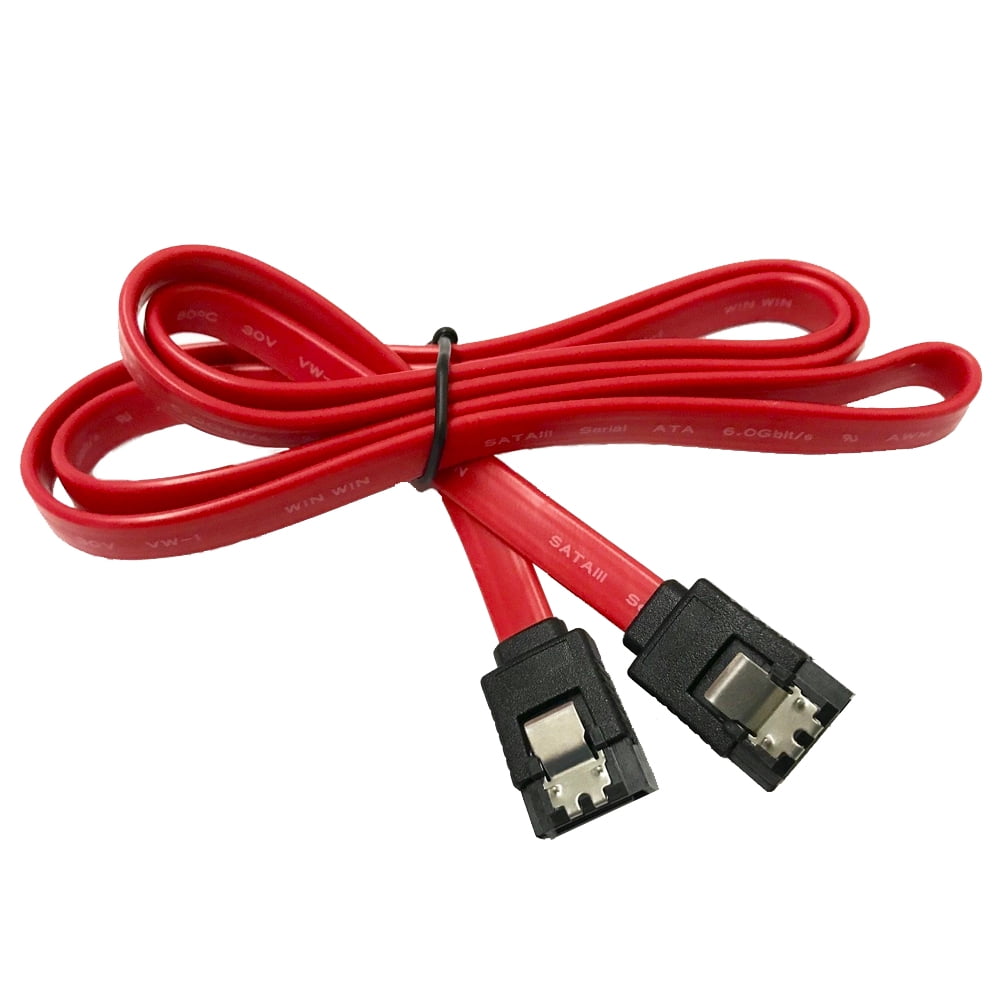 SATA кабель для компьютера красный с замочком