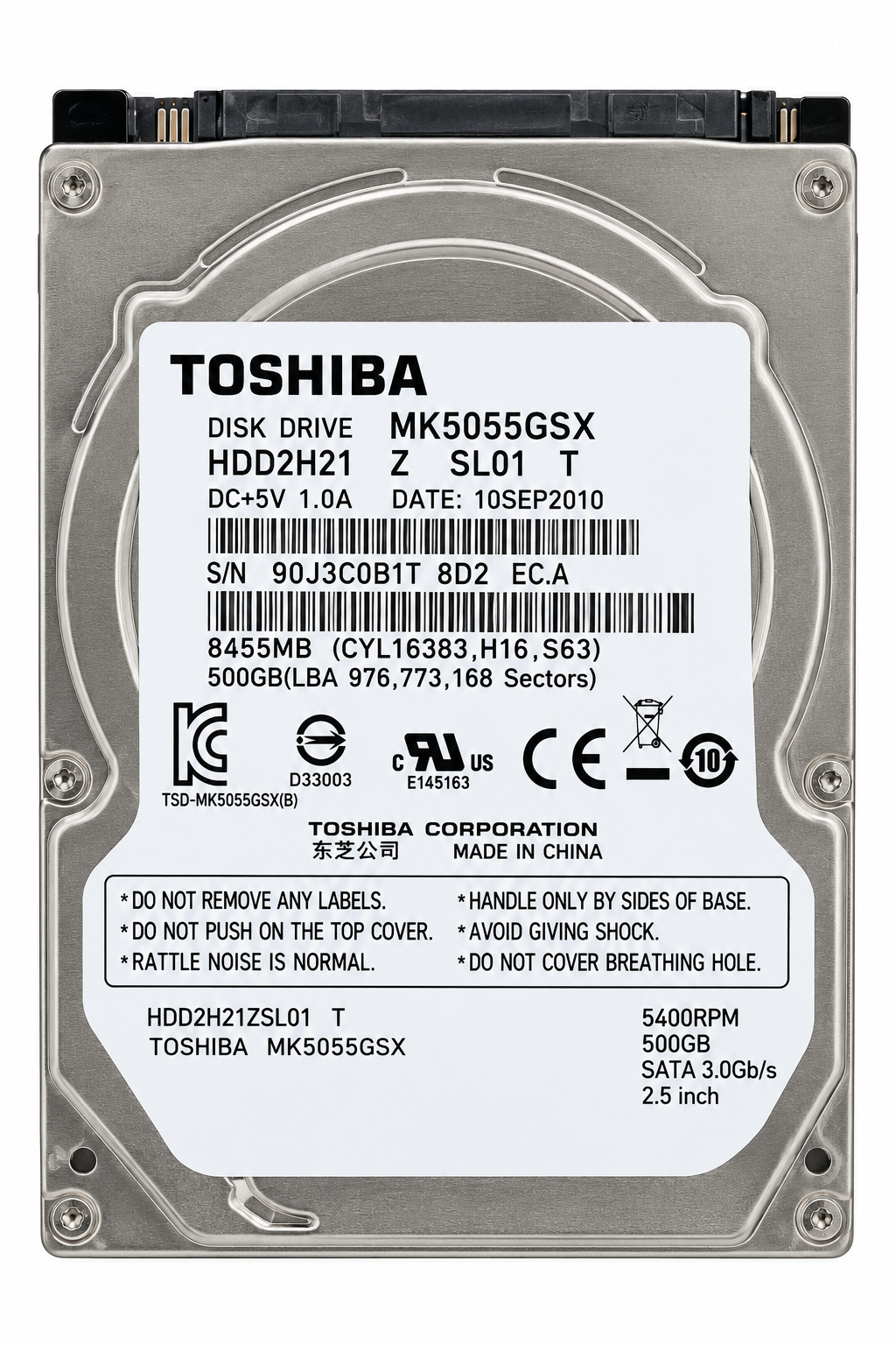 HDD Toshiba 500GB 2.5″ MK5055GSX