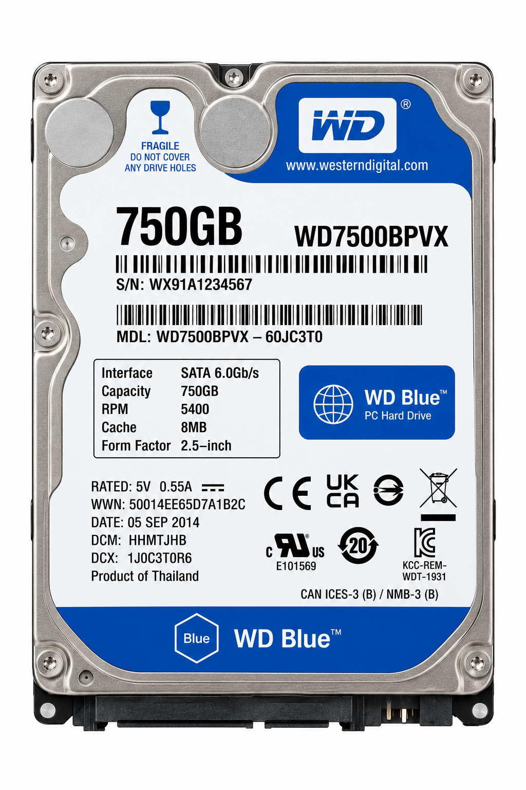 HDD Western Digital WD Blue 750GB 2.5″ WD7500BPVX
