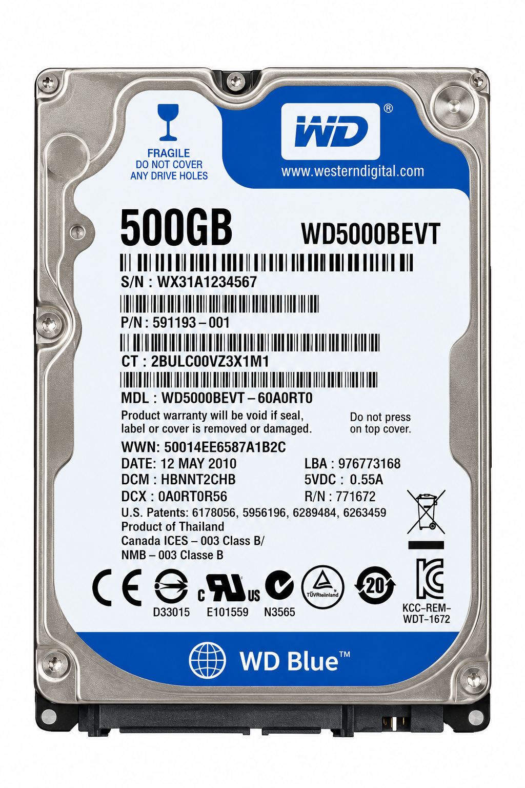 HDD Western Digital 500GB 2.5″ WD5000BEVT